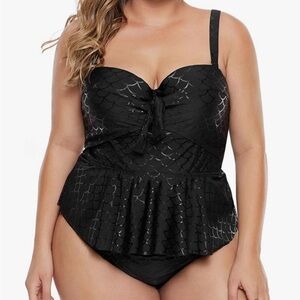 New Black Mermaid Peplum Swimsuit
